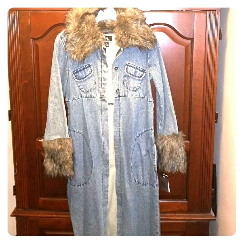 Jean Long  faux Fur coat