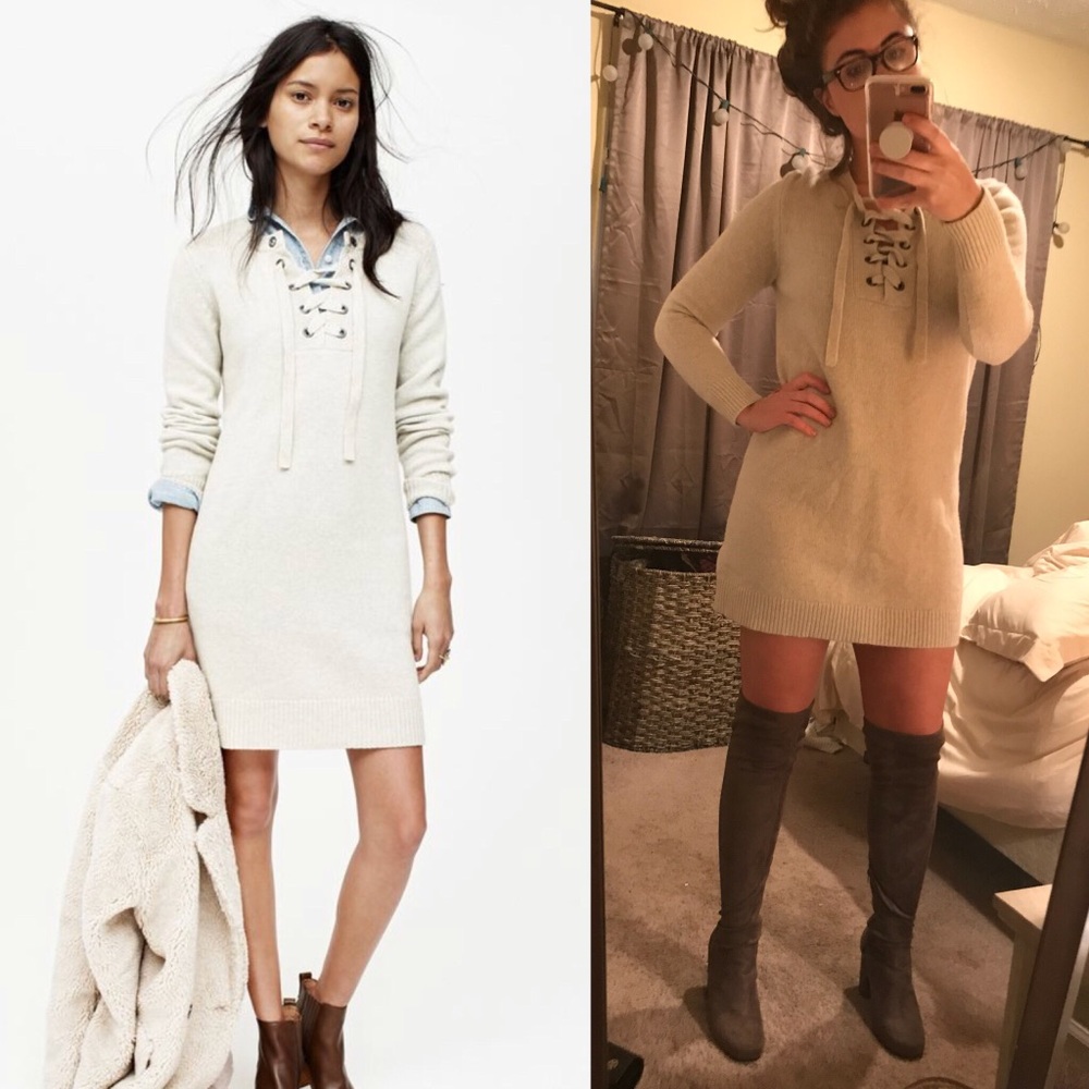 Madewell lace up sweater dress NWOT