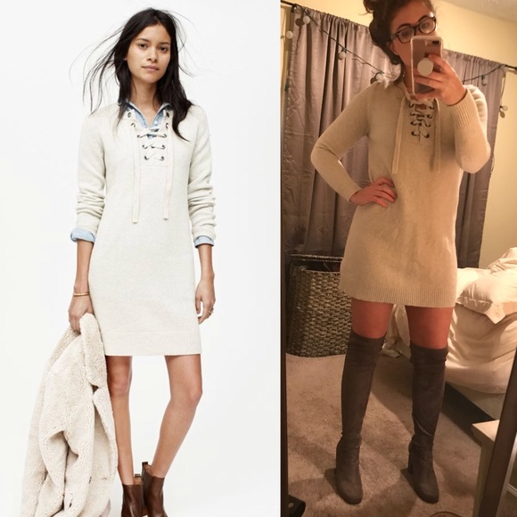 lace up sweater dress