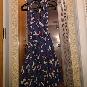 RL Sailboat Navy Blue Halter Dress