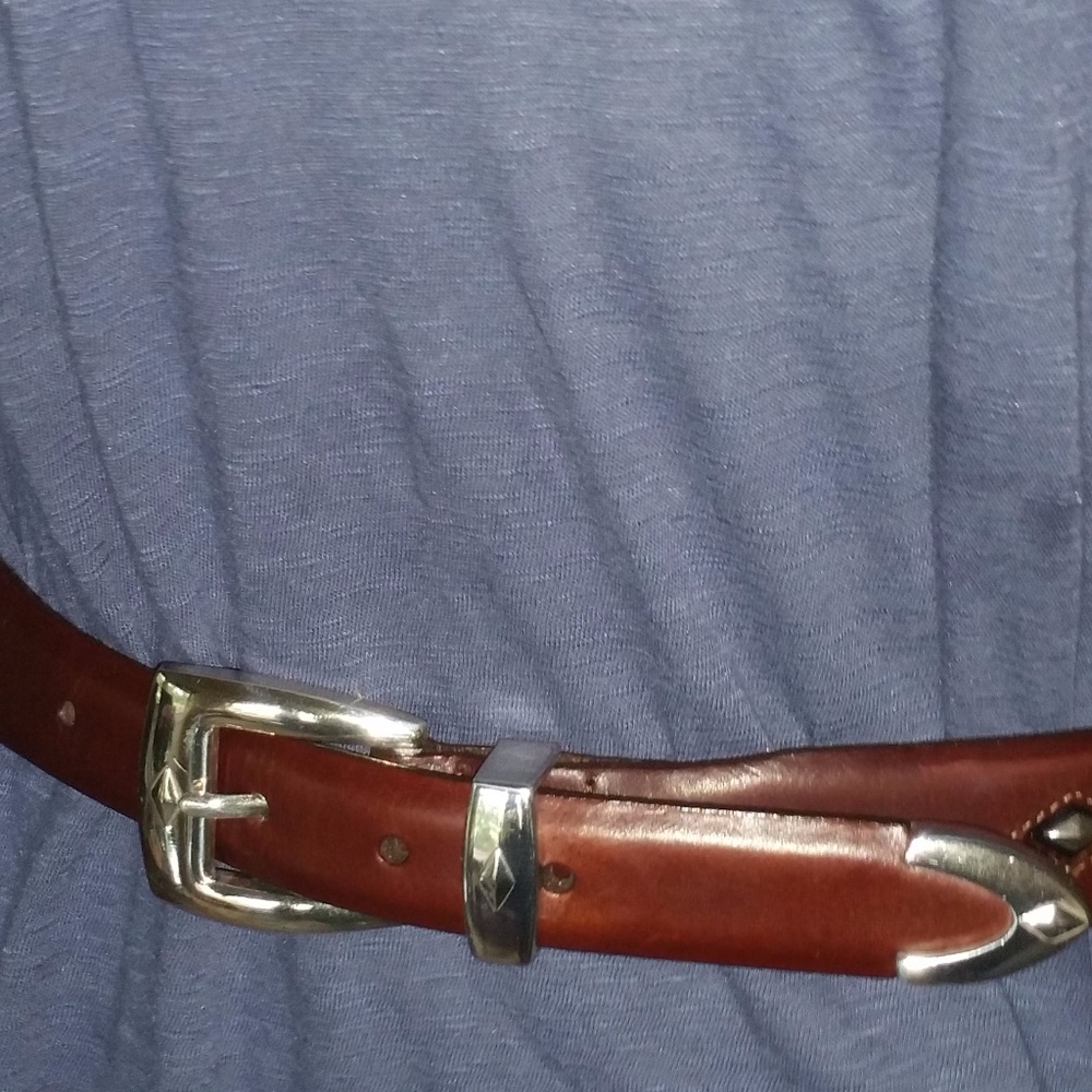 Denver Diamond Brighton  Leather Belt -- Brown