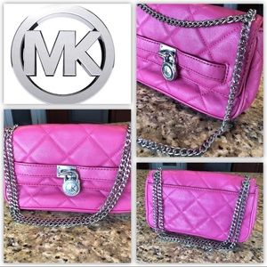 Michael Kors quilted pink chain bag
