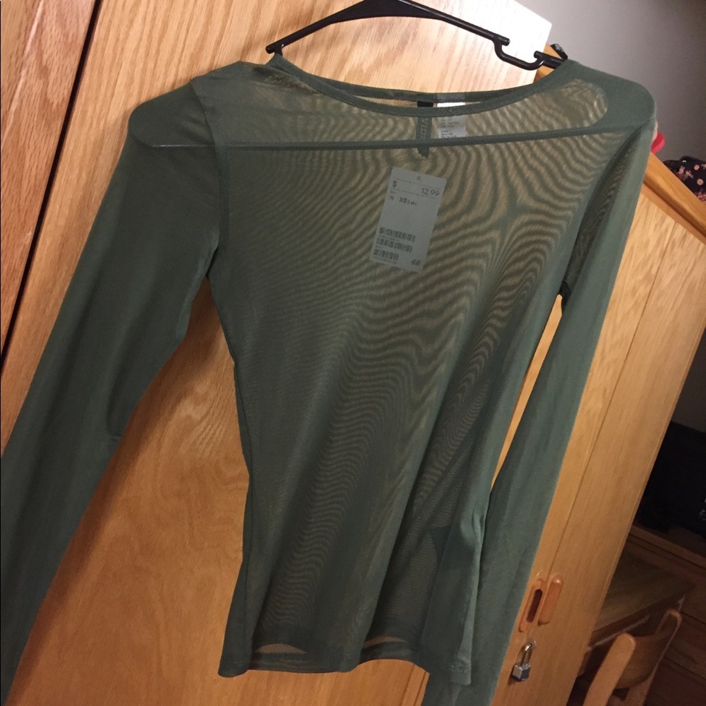 H&m green mesh shirt xs