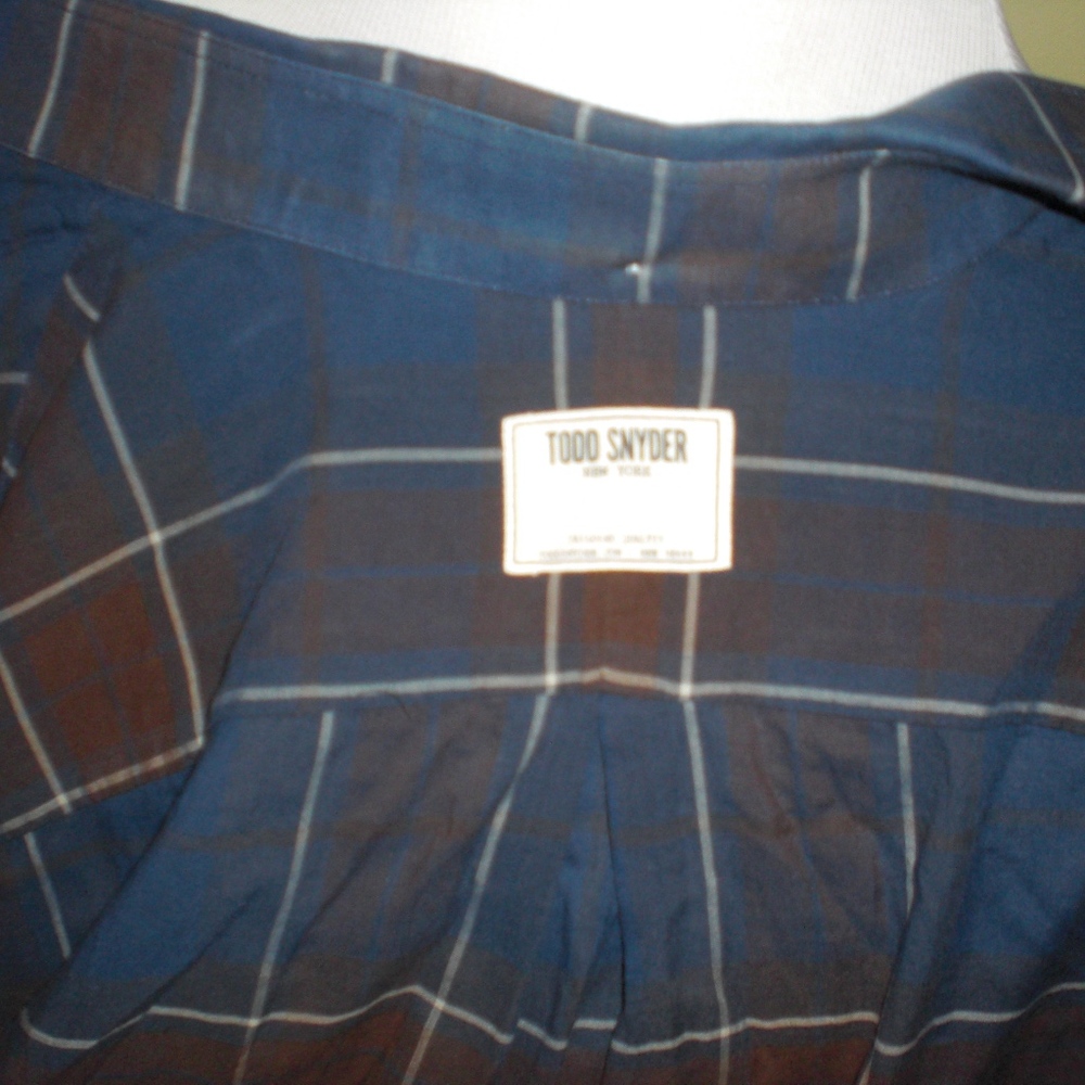 *SOLD!* Todd Snyder Dark Blue/Brown Check Shirt, L - Picture 3 of 3