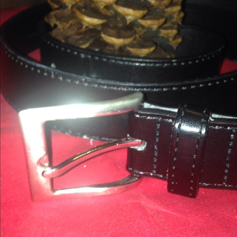 Men's Black Belt with Silver Buckle