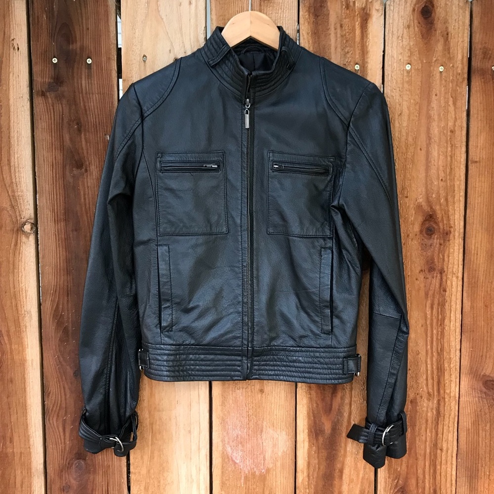 Black leather jacket