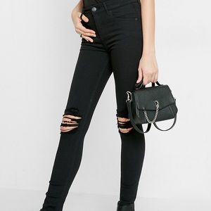 Express high rise distressed denim leggings