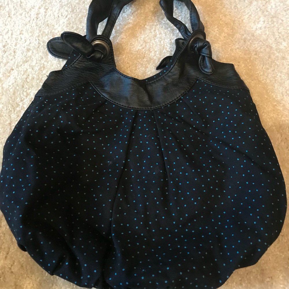 Blue polka dotted purse