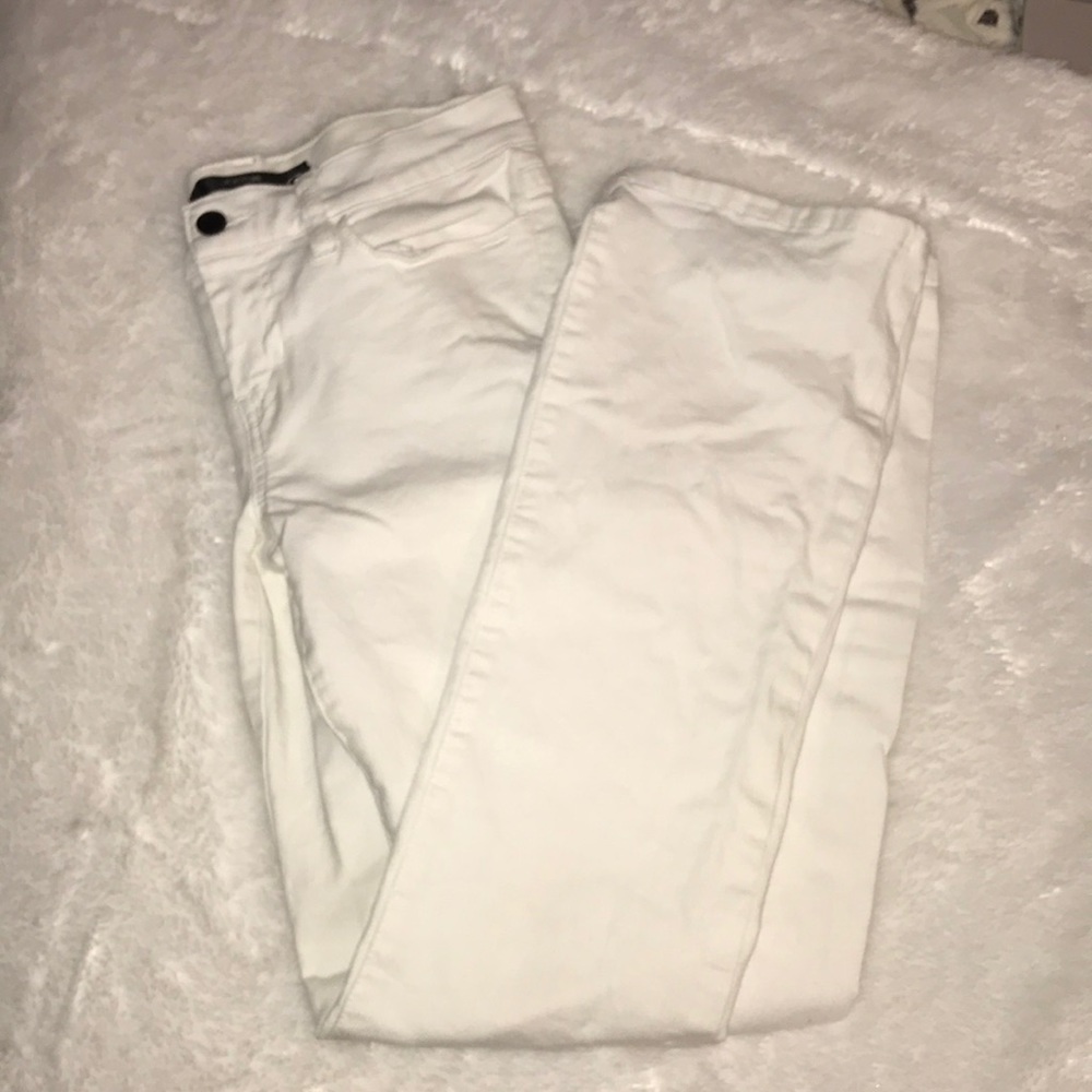 White denim boot cut jeans