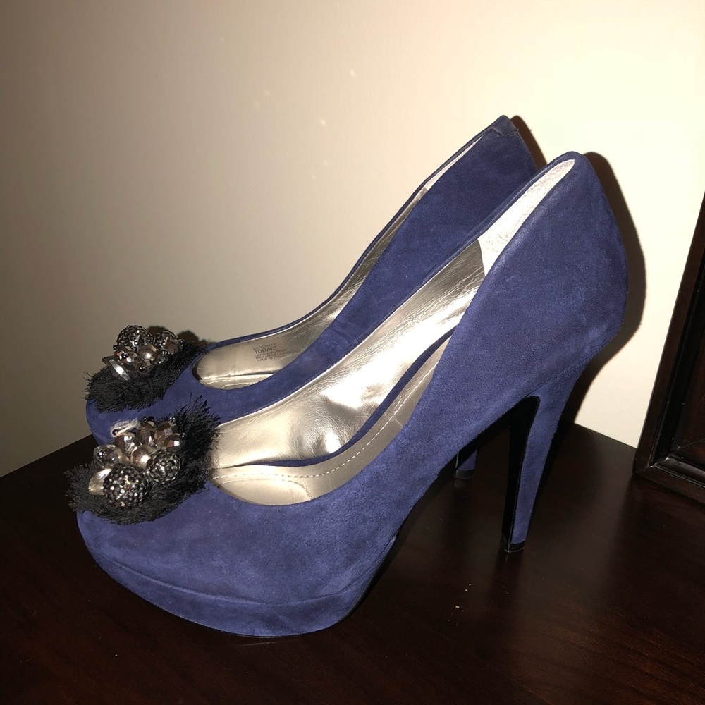 BCBG cobalt heels with jewels
