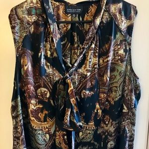Jones New York tie front silk work blouse