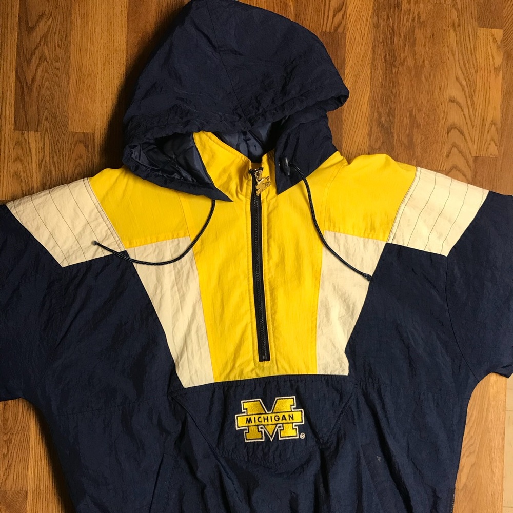 Michigan starter half zip pullover jacket