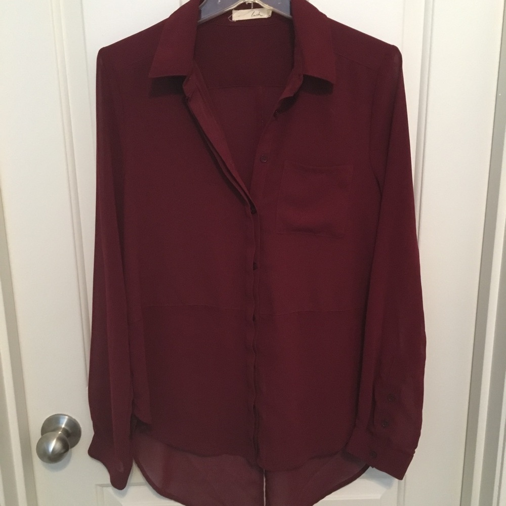 Maroon long sleeve blouse - medium