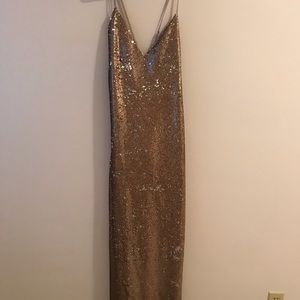 Sparkly sexy champagne color gown