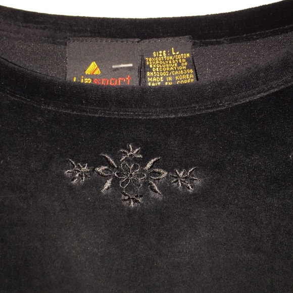 Black Velour Top Sz L NWT Lizport - Picture 1 of 5