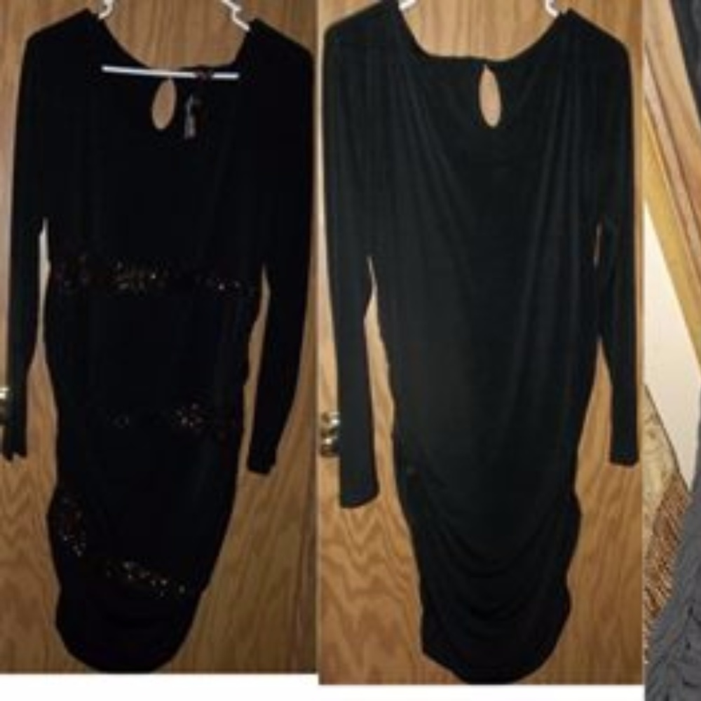 BNWT Sexy Sofia Vergara Black Sparkly Ruched Dress