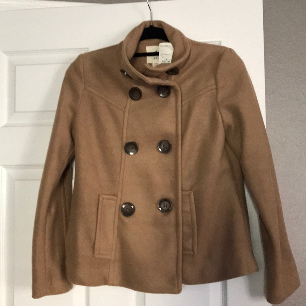 NWT Forever 21 tan felt pea coat with pockets