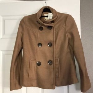 NWT Forever 21 tan felt pea coat with pockets