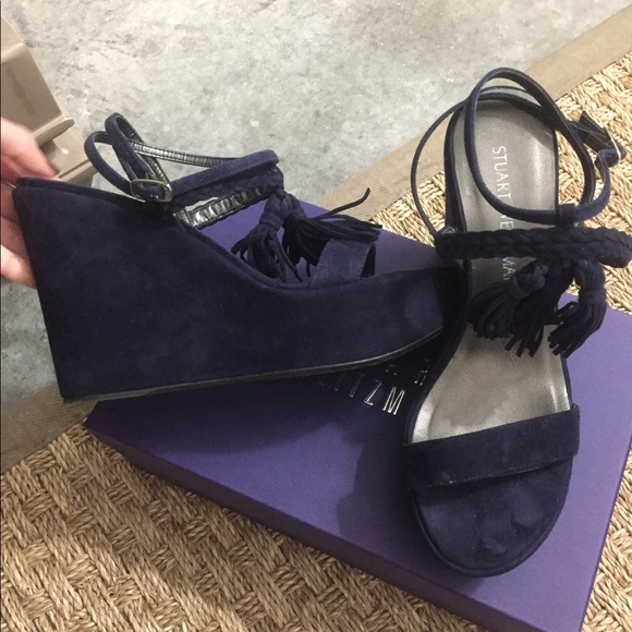 Stuart Weitzman navy wedge - Picture 1 of 4