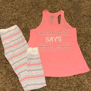 SO Pajama Set, Size small, “Santa Says Relax”
