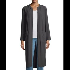 Eileen Fisher Long Button-Front Silk Duster Coat