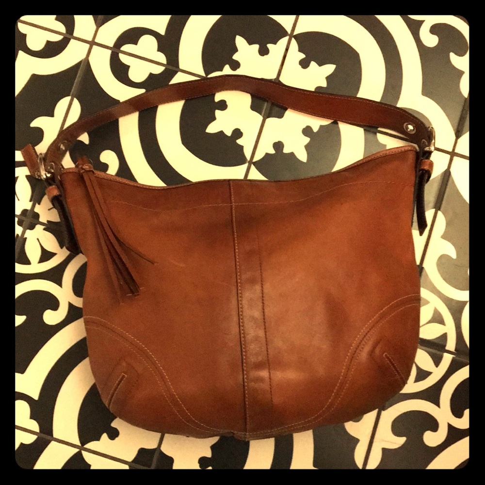 Coach cognac leather bucket bag