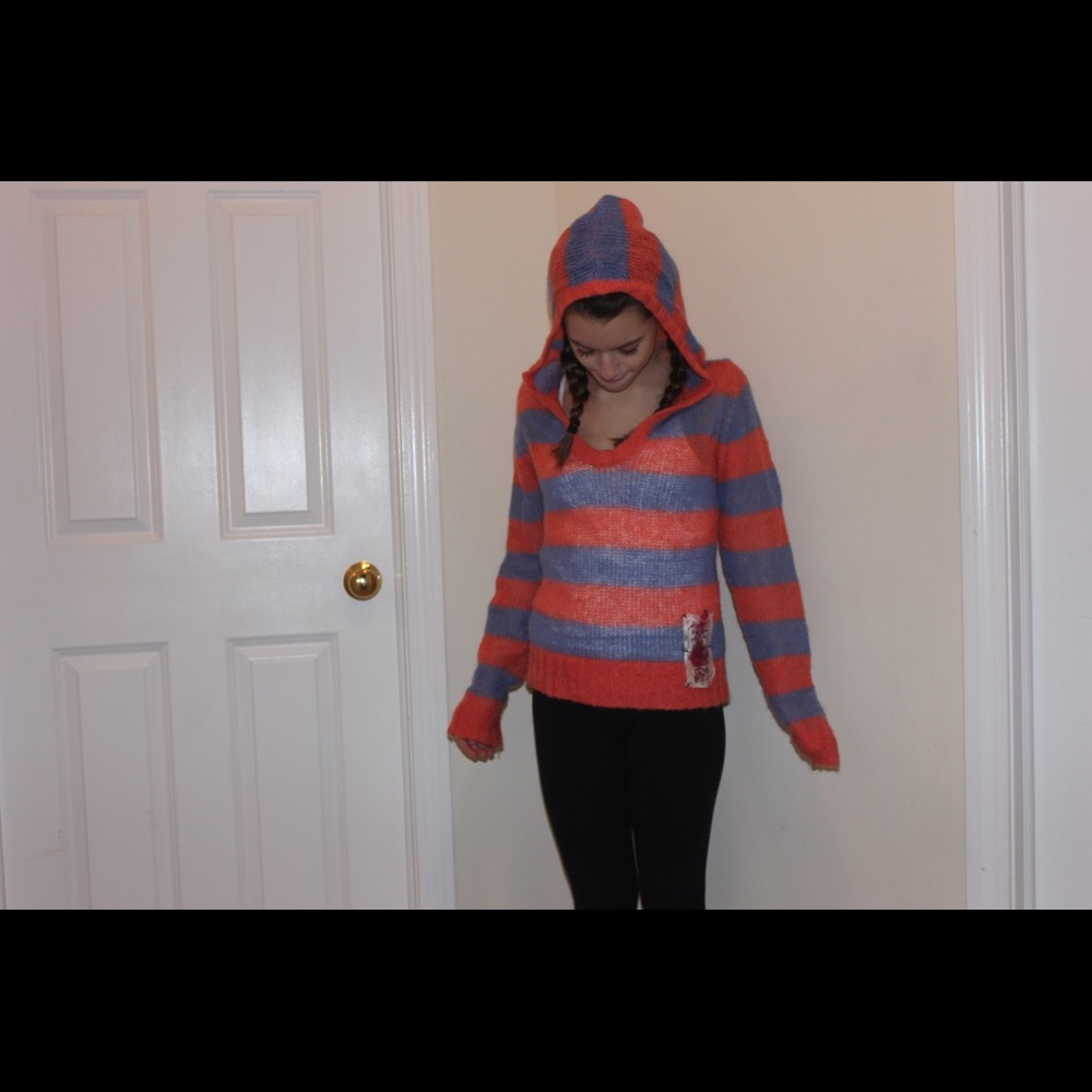 Orange and blue stripe sweater