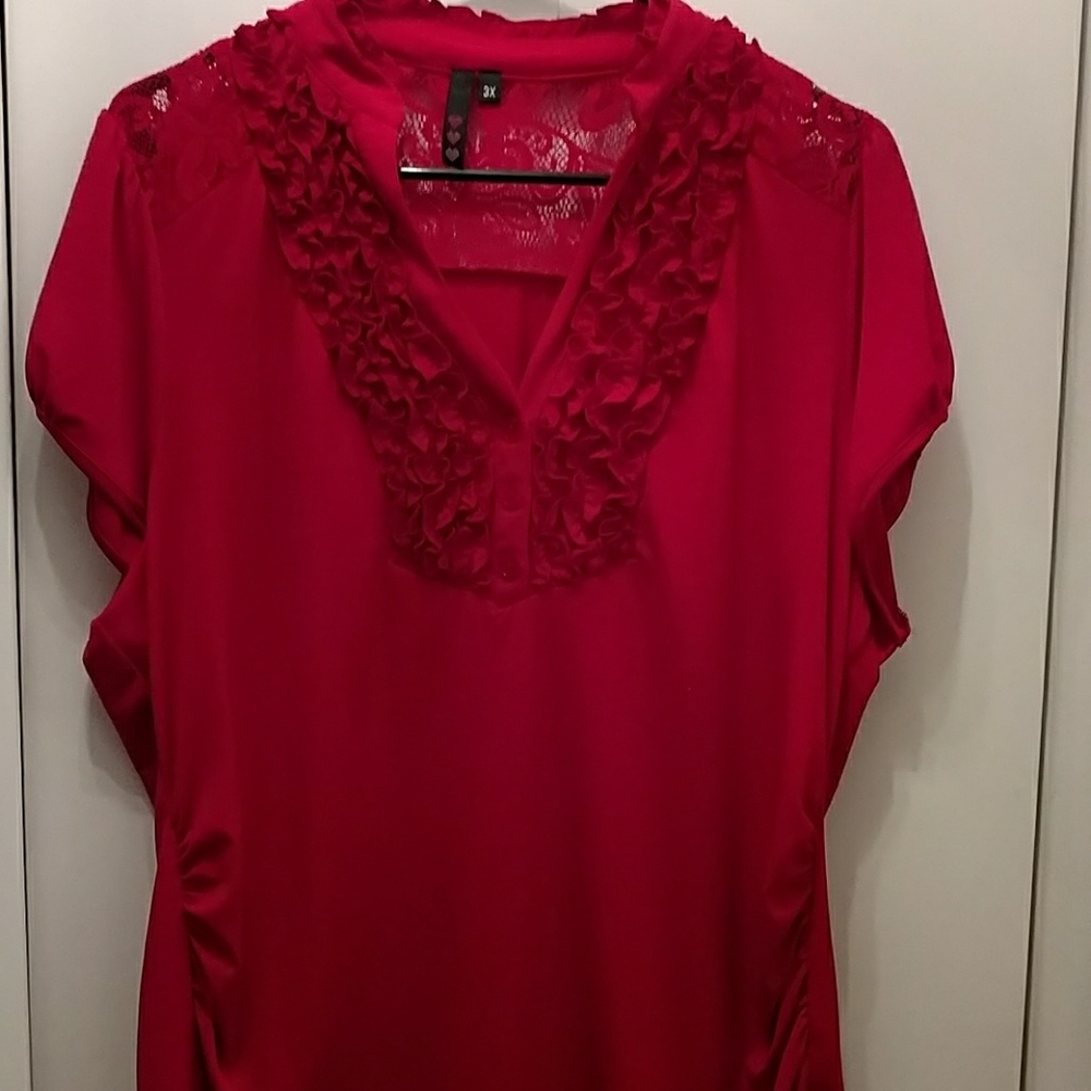 Red ruffle top 3X