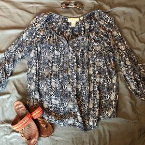 LOGG by HM Blue Paisley 3/4 Sleeve Blouse