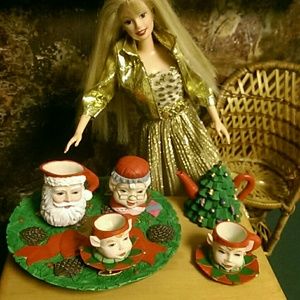 💟Vintage miniature tea set. #12 Santa