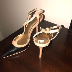 Tan and Black BCBG pumps