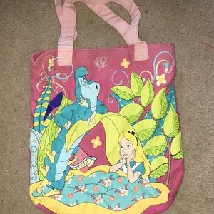 Vintage inspired Alice in Wonderland cotton tote