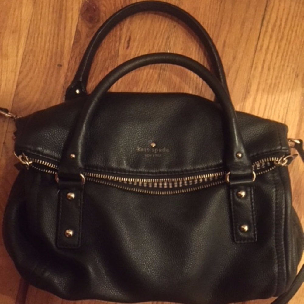 Kate Spade Black Leather Fold Over Bag