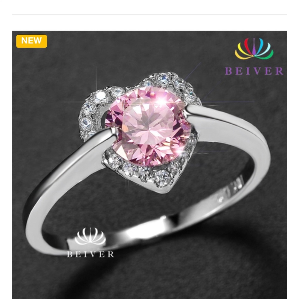 Pink 10K White Gold filled Ring