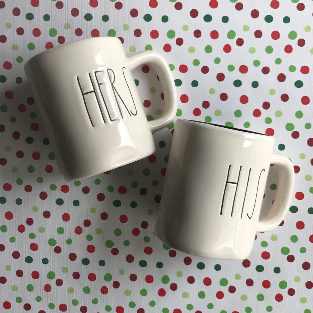 Rae Dunn By Magenta Black/Red His and Hers Mug Set
