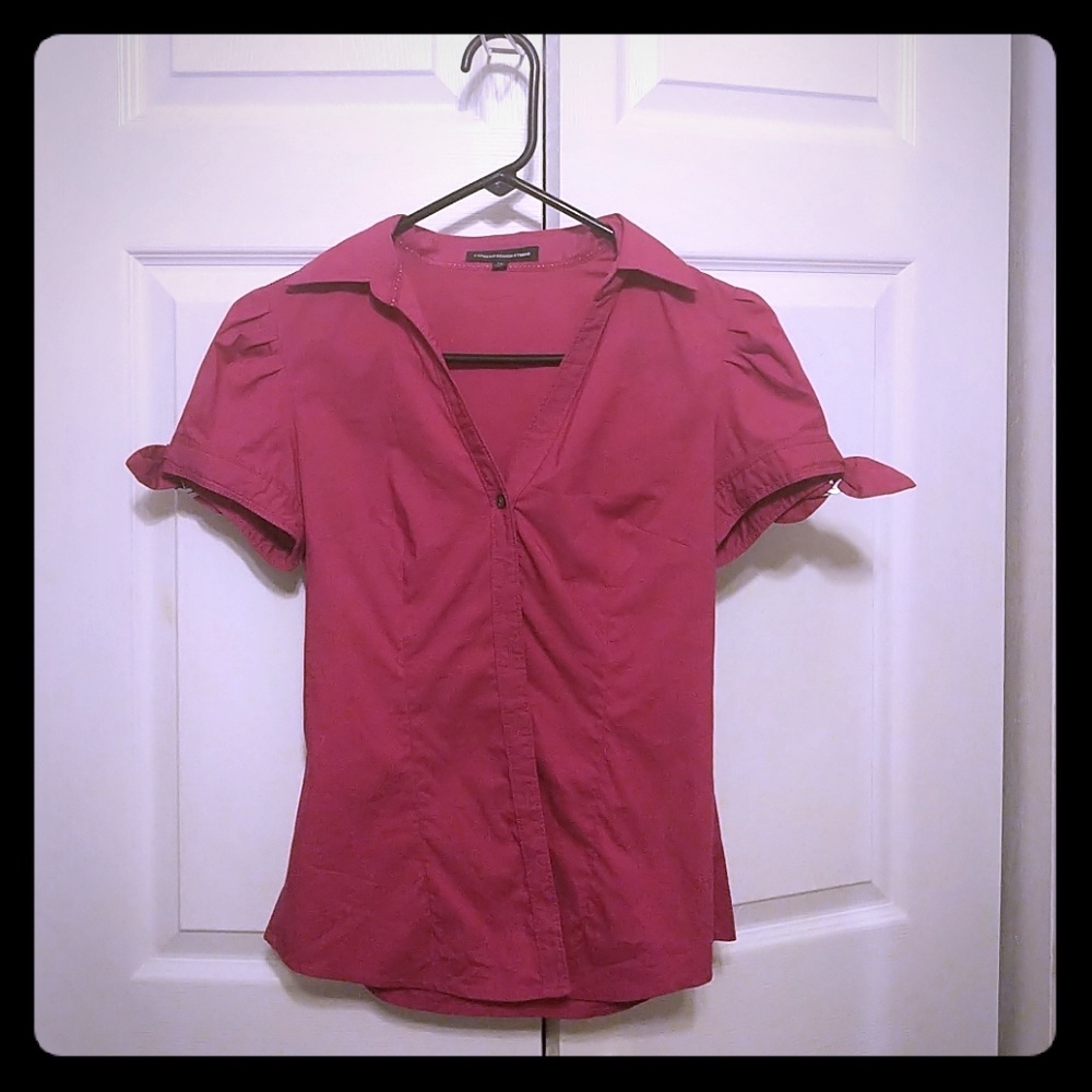 Express magenta xs short sleeve button down