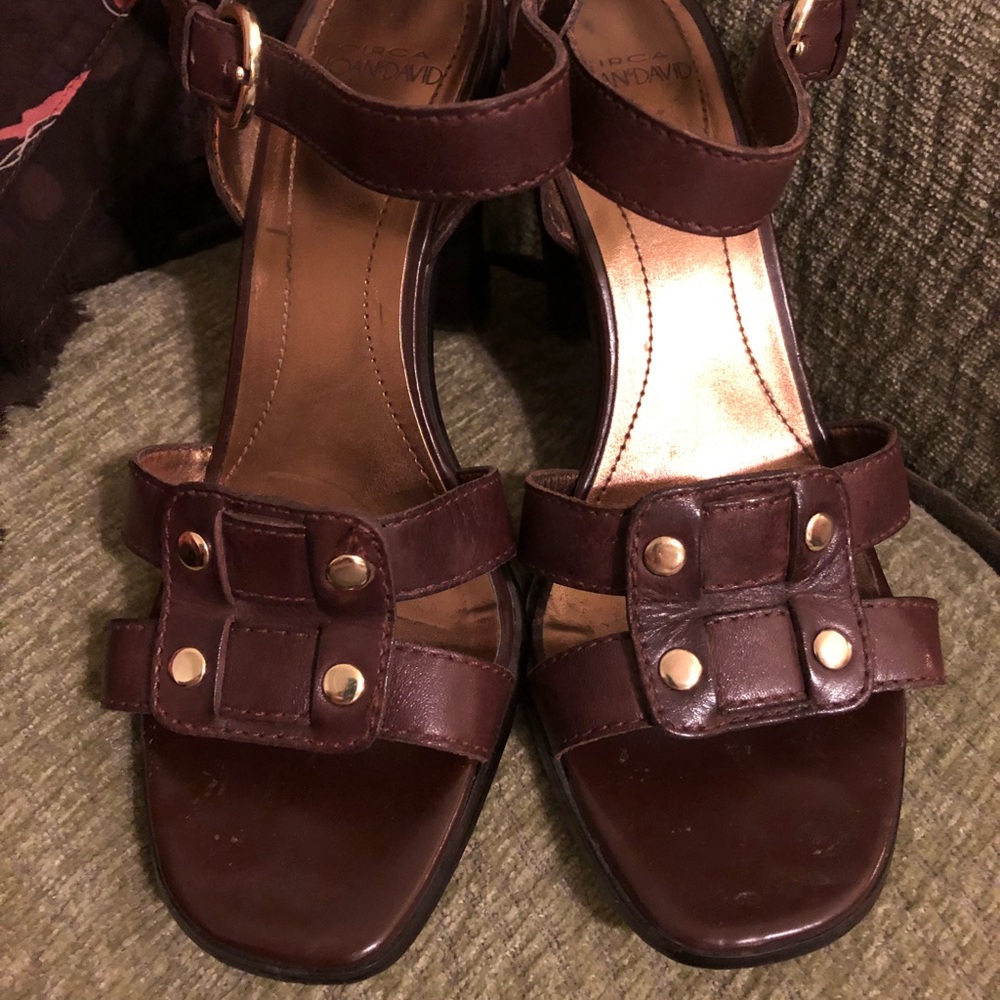 Brown leather heels
