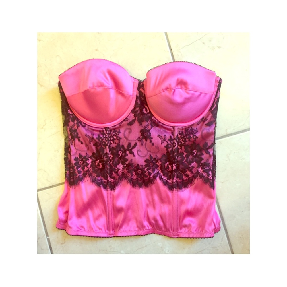 I.D. Sarrieri Pink Bustier with black lace 34c