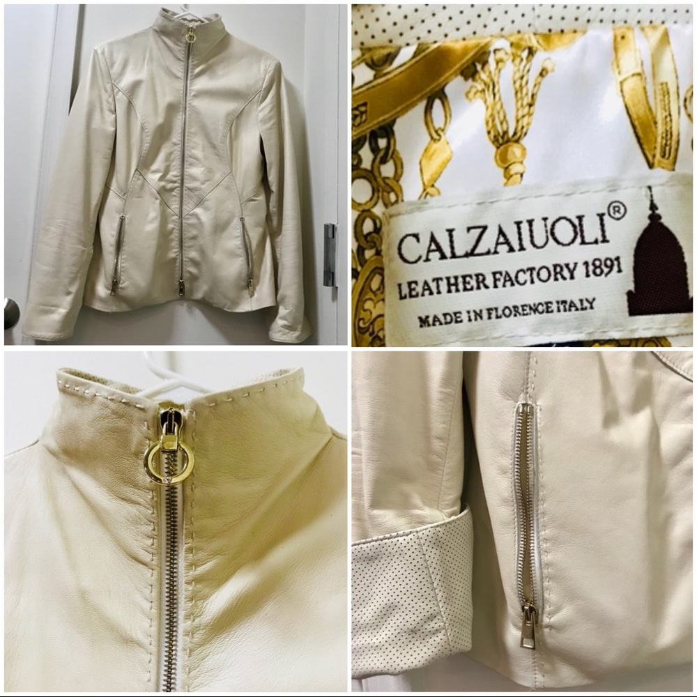 SALE!! Soft Leather Jacket, Florence, Small, Cream