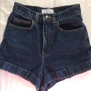 High Waisted Cuffed Denim; American Apparel Short