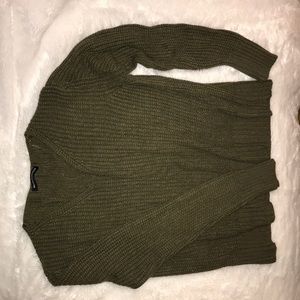 green knit sweater