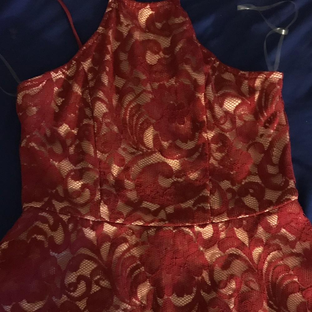 Charlotte Russe NWOT Red high low lace shirt