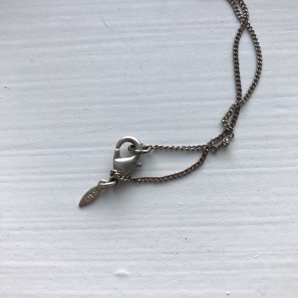 Bezel set silver faux solitaire diamond necklace - Picture 3 of 7