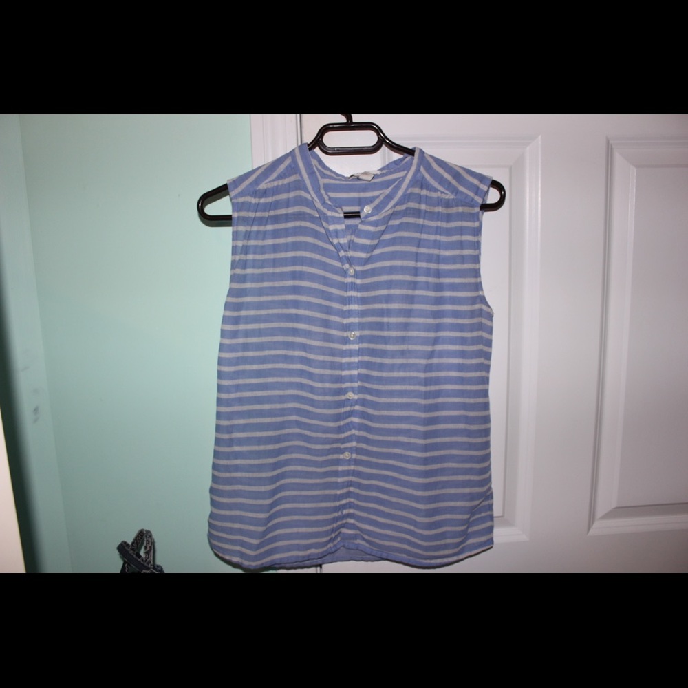 J crew blue white stripe tank top