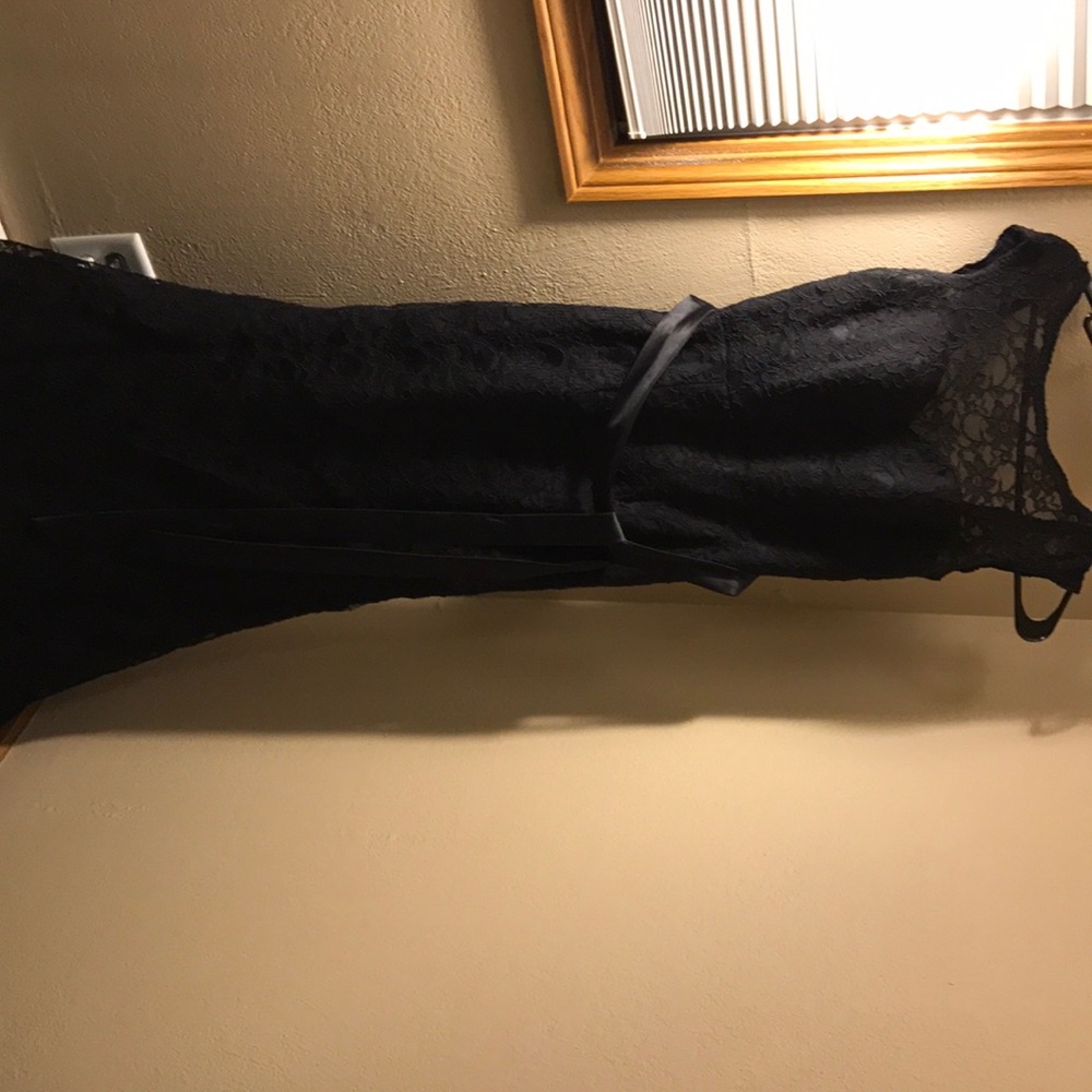 Black long lace dress