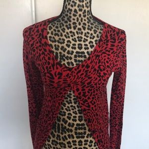 Vintage Style Red Cheetah Cardigan