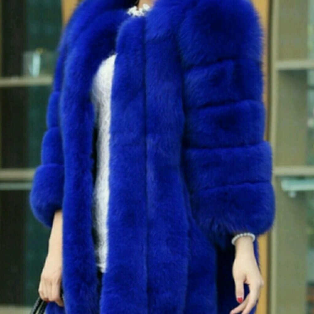 SOLD - Blue Faux Fur Jacket