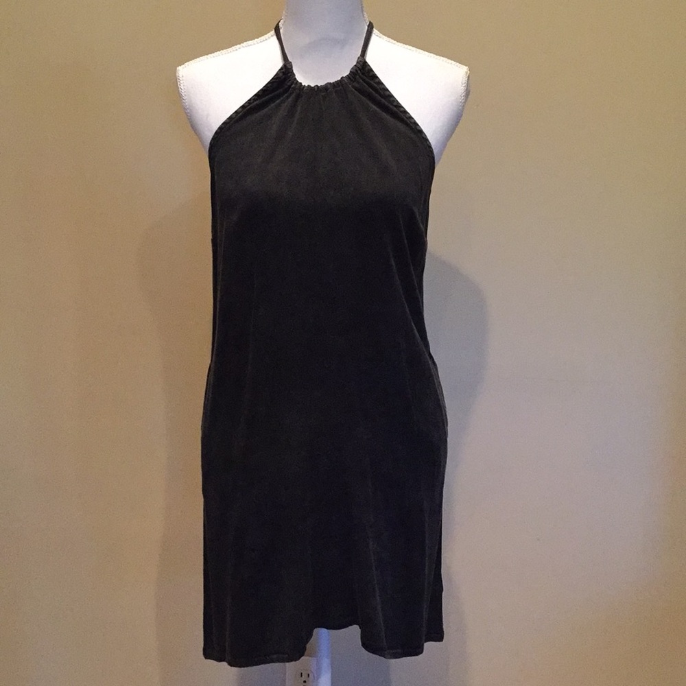 CHASER Halter Dress Pre-Wash Black Viscose Tie NWT - Picture 2 of 6