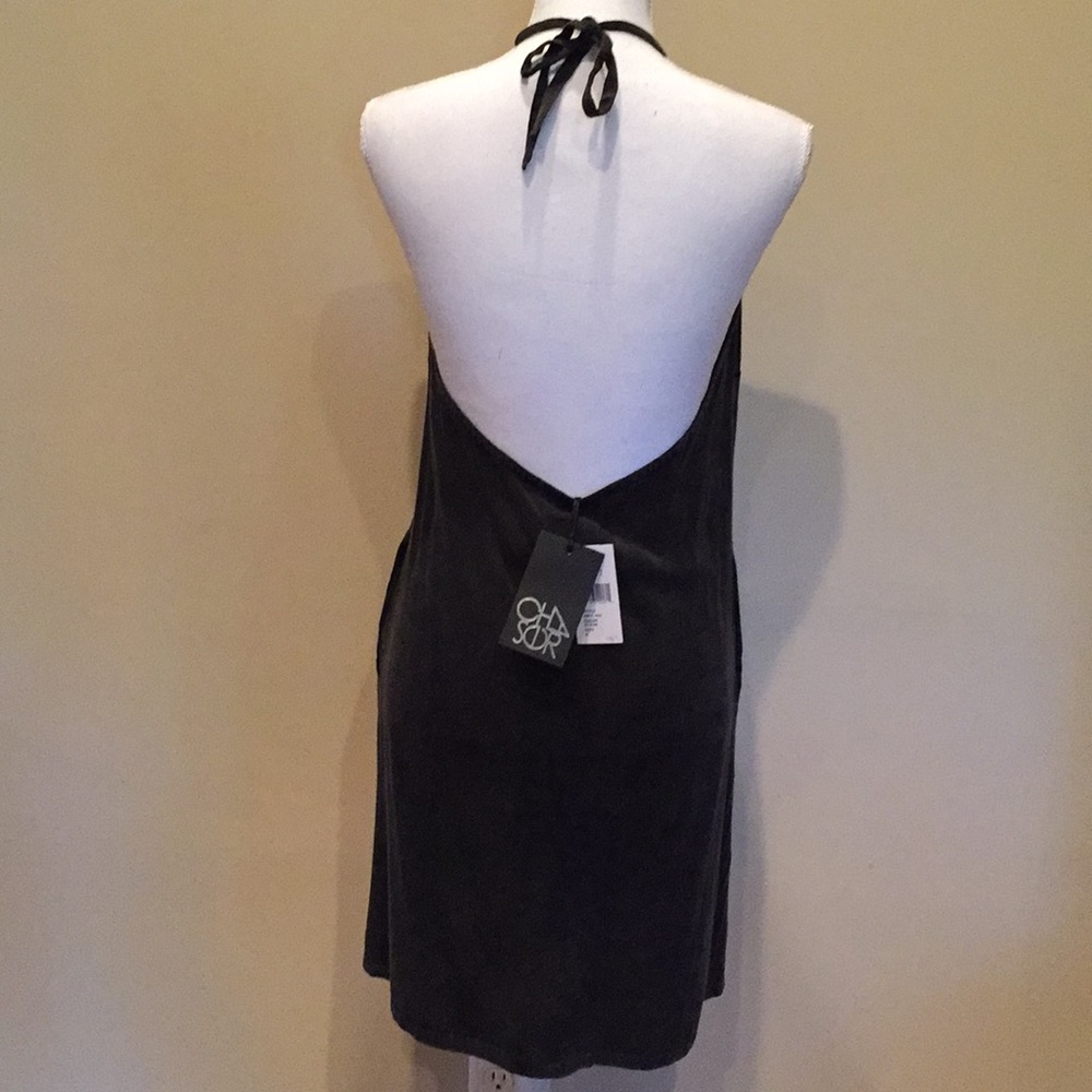 CHASER Halter Dress Pre-Wash Black Viscose Tie NWT - Picture 5 of 6