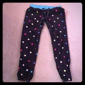 Fleece polka dot patterned jogger pajama pants